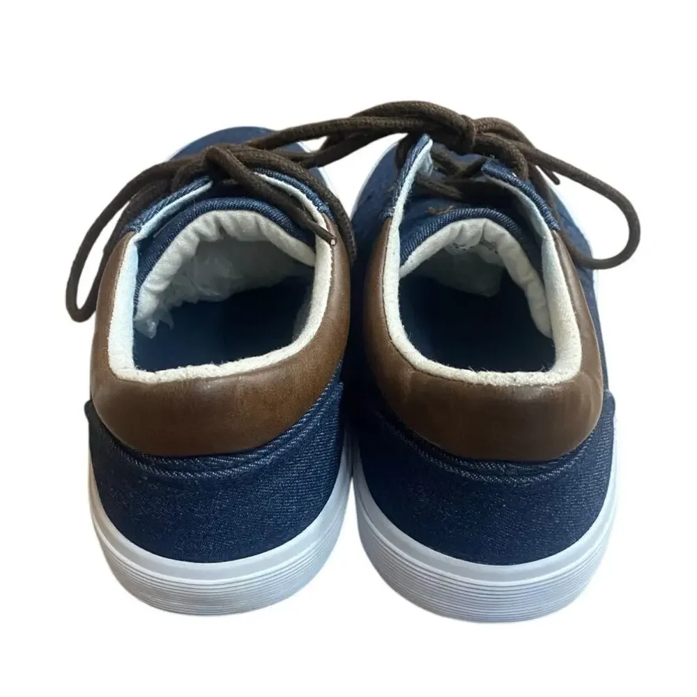 St Johns Bay Byrce Mens Canvas Shoes 10M Navy Blue Lace Up Low Top Sneakers